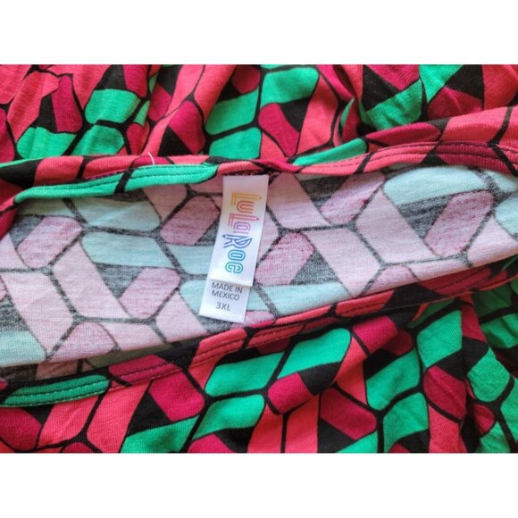Lularoe Womens Top 3XL Plus Tee Short Sleeve Asymmetric Red GEO346E - Picture 6 of 8